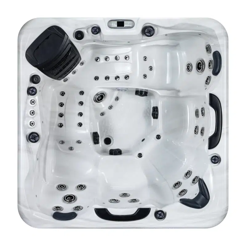 Moana – Spa 5 places performant et à un prix accessible par Vendom, disponible chez Only Spa - White Marble - Vue de dessus