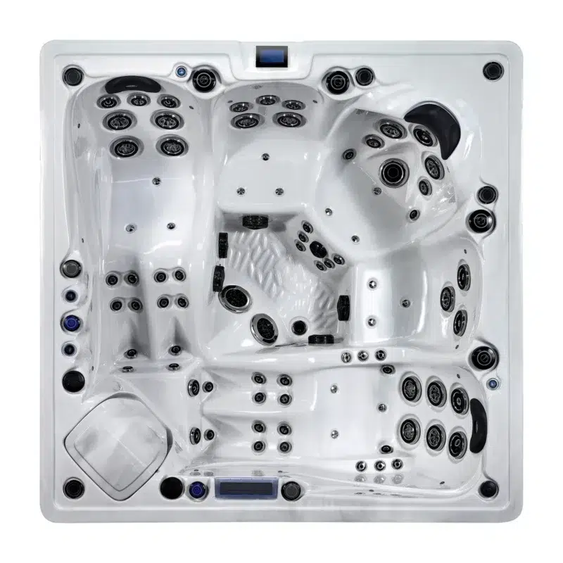 Polynésie – Spa 5 places luxe Vendom, disponible chez Only Spa - White Marble - Vue du dessus