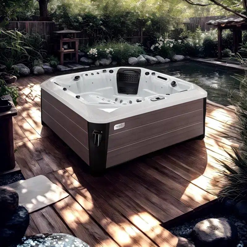 Caraibes – Spa 5 places spacieux et performant par Vendom – Only Spa - White Marble - Vue de coté