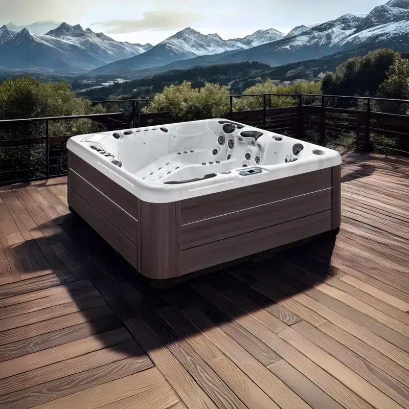 Milos – Spa 6 places haut de gamme par Vendom, disponible chez Only Spa - White Marble - Vue de face