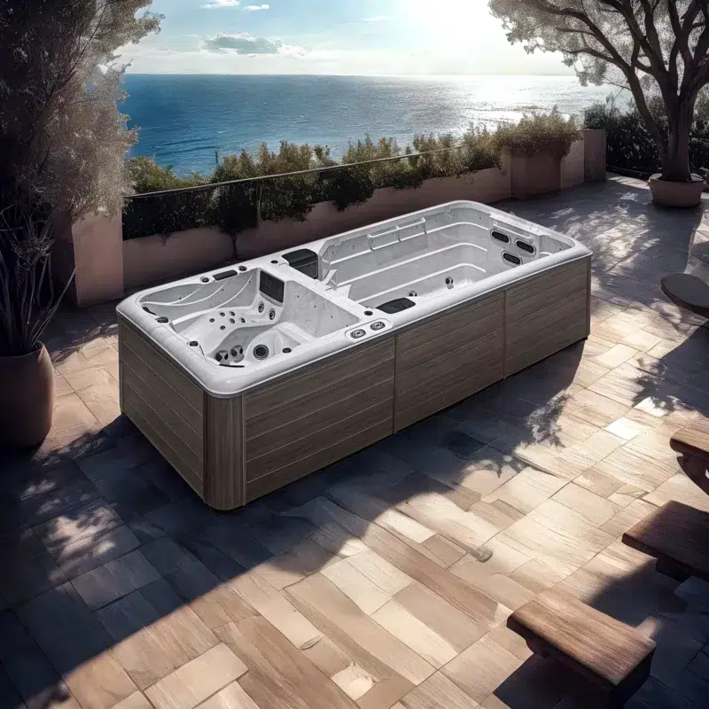 Murato – Spa de Nage Bi-Zone par Vendom – Only Spa - White Marble - Vue de coté