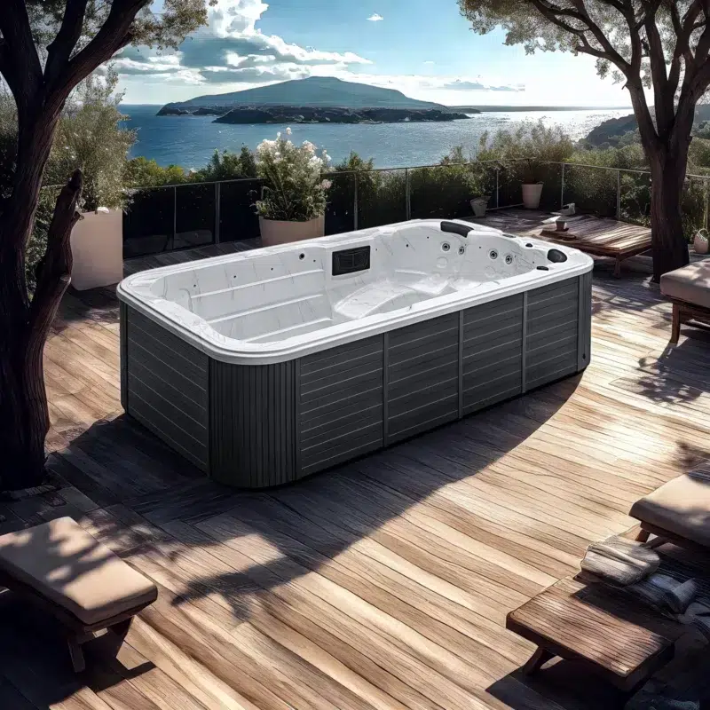 Nimos – Spa de Nage Mono-bassin par Vendom – Only Spa - White Marble - Vue de coté