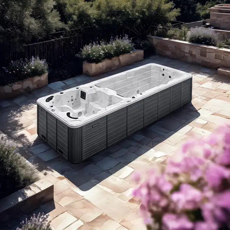 Nisia – Spa de Nage Bi-Zone par Vendom – Only Spa - White Marble - Vue de coté
