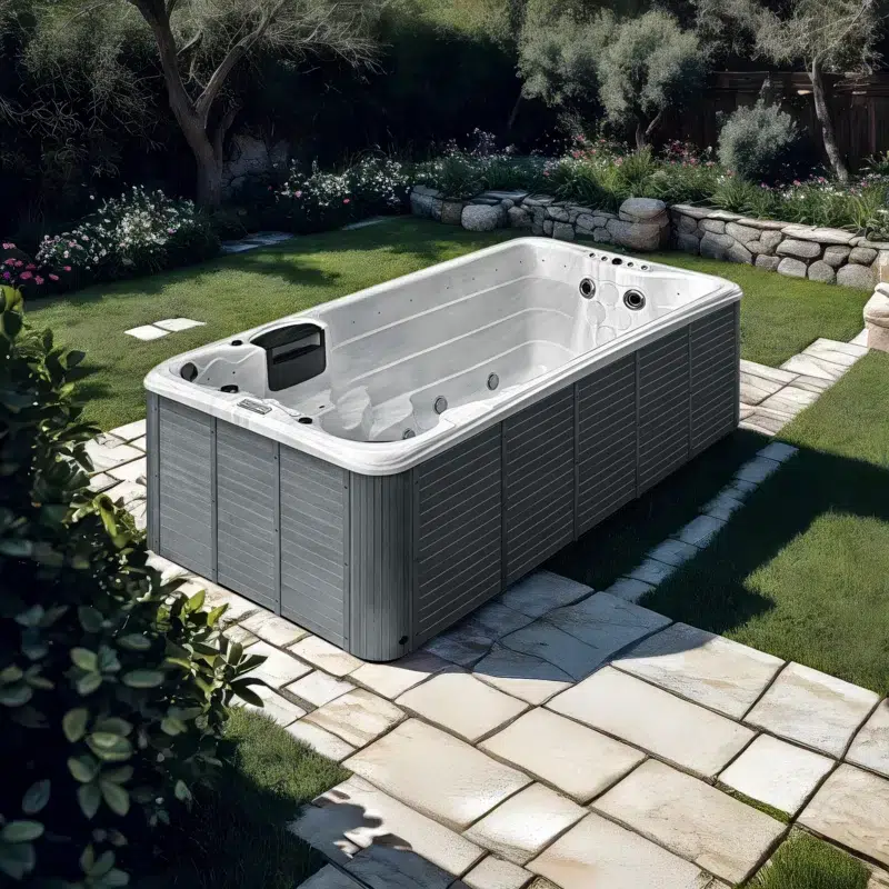 Tilos – Spa de Nage Mono-bassin par Vendom – Only Spa - White Marble - Vue de coté