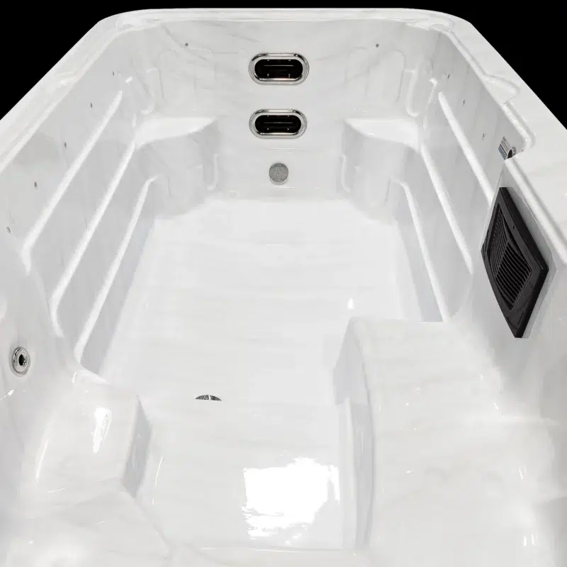 Nimos – Spa de nage monozone compact – Vendom – Only Spa - White Marble - Vue détaillée de la zone de nage à contre courant