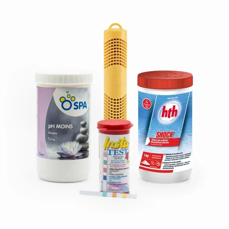 Kit Stater : 1 Zodiak + Chlore Choc de la marque HTH - Bidon de 1 kilo + Bandelettes test de la marque Insta Test - 50 bandelettes + PH- Ocedis 1,5kg